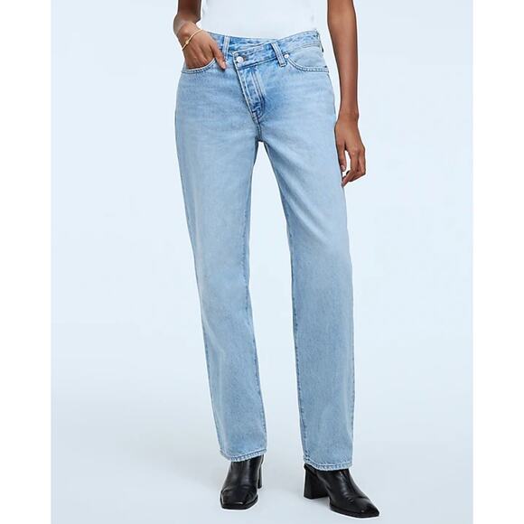 Madewell Low Slung Straight Jeans Sevilla Wash Blue Straight Slouchy US 27 NWT - Picture 1 of 16